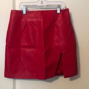 Red leather Mini Skirt